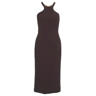 Elisabetta Franchi Midi Dresses, female, Brown, Size: S Lightweight Crepe Midi Dress