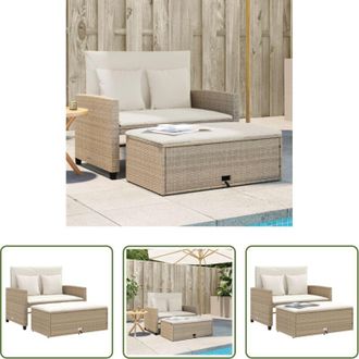 vidaXL Divano da esterno - Divano da Giardino con Cuscini a 2 Posti Beige in Polyrattan