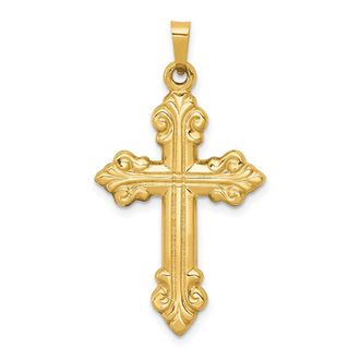 Diamond2Deal 14k Yellow Gold Polished Cross Budded Pendant