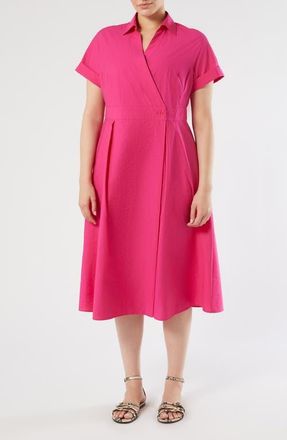 Marina Rinaldi Gabbia Wrap Midi Dress in Fuchsia at Nordstrom, Size 12W