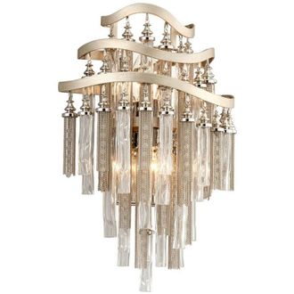 Hudson Valley Lighting Chimera Aplique 2 Luces Hoja Plata, Vidrio