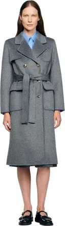 Sandro Double-faced check coat in Grey at Nordstrom, Size 34 Eu