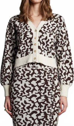 Eleven Six Rumi Button Down Cardigan In Ivory/espresso Combo
