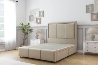 Sloomy Lancaster Coniston Divan Base 2 Drawers-26 Headboard & 12 Footboard in Cream | Size: Small Single