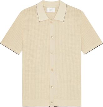 Nn.07 Cotton Piqu&eacute; Cardigan - Heren - Vesten - Beige - M - Katoen - Truien & Vesten