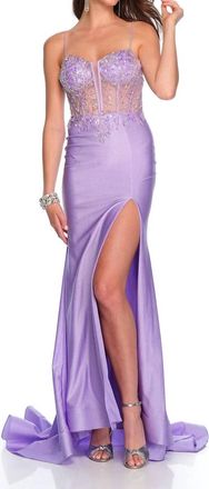 Dave & Johnny Corset Top Prom Dress In Lilac