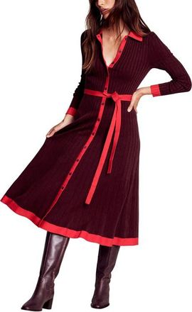 Boden Rachel Long Sleeve Cotton & Wool Rib Shirtdress in Deep Wisteria at Nordstrom, Size 10