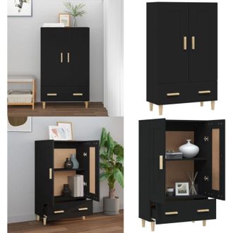 vidaXL Credenza Nera 70x31x115 cm in Legno Multistrato - Credenza nera - Credenza moderna