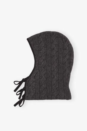 Ganni Mixed Grey and Black Cashmere Mix Balaclava