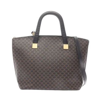 Celine Pre-owned Handbags, female, Black, Size: ONE SIZE Pre-owned Macadam Coated Canvas Tote Bag