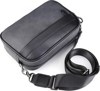 Generic Leather Shoulder Purse Classic Pattern Casual Business Shoulder Messenger Bag Wide Strap Small Square Plaid Designer for Travel Work Male Sling Bags (