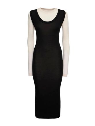 Marni crew-neck logo-embroidered dress - women - Wool - S - Black