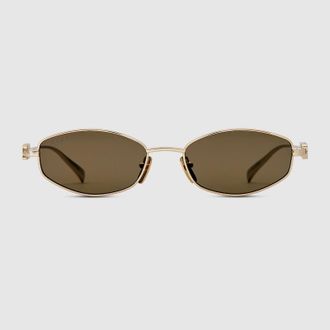 Gucci Oval Frame Sunglasses, Gold