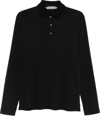 Canali Poloshirt met lange mouwen - Zwart