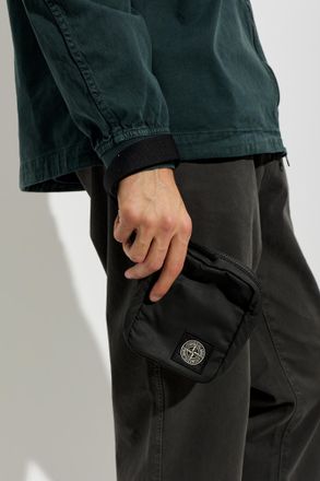 Stone Island Wristlet Pouch With Detachable Strap, Mens, Black