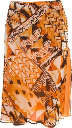 Escada Gonna in seta con stampa astratta - Arancione