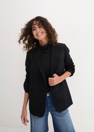 Bonprix Jackenblazer BONPRIX Blazer, Damen, Gr. 36, schwarz, Web, Obermaterial: 90% Polyester, 10% Elasthan. Futter: 100% Polyester, unifarben, oversize norma