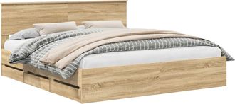 vidaXL Estructura De Cama Roble Sonoma 200 X 200 Cm Madera Ingenieril Vidaxl