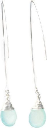 A Blonde and Her Bag Jill Long Wire Drop Earring in Chalcedony