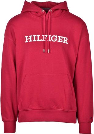 Tommy Hilfiger Hoodies & sweatvesten, Heren, Rood, S, Katoen, Katoenen Sweatshirt