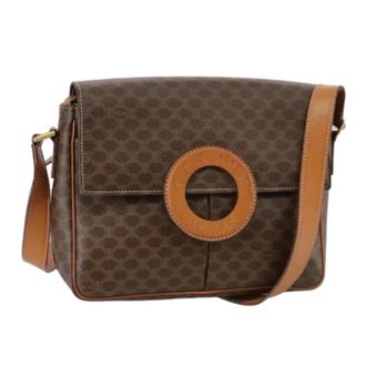 Celine Pre-owned Cross Body Bags, female, Brown, Size: ONE SIZE Pre-owned Vintage Macadam Canvas Shoulder Bag