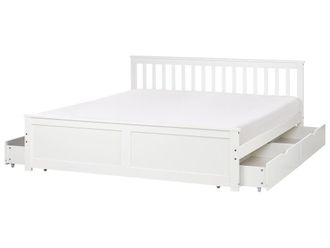 Beliani Cama matrimonial de madera blanco 180x200