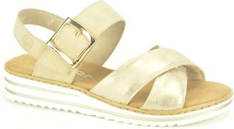 Rieker Schoenen, Dames, Beige, 40 EU, Beige Goud Sandaal met Gesp