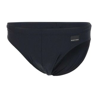 Emporio Armani Beachwear, male, Black, Size: XL Fine-ribbed Swim Briefs