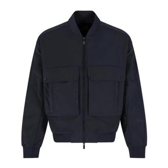 A|X Armani Exchange Bomberjack van stretchstof met rits - Heren - Bomber jackets - Blauw - L - Polyester - Jassen