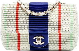 Chanel 2019 New Mini Pleated Perforated Lambskin Single Flap crossbody bag - Blauw