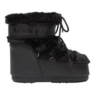 Moon Boot Icon Lage Nepbont Laarzen - Dames - Schoenen - Zwart - Maat: 42 EU Leer