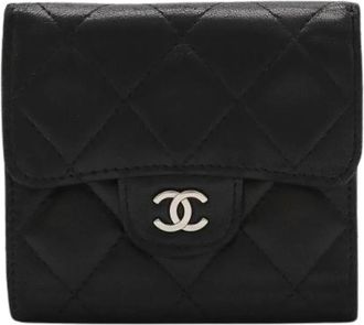 Chanel Pre-owned Matelasse Leder Portemonnee - Dames - Vintage Accessoires - Zwart - ONE Size - Leer - Vintage