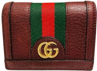 Gucci Gg Supreme Bordeaux Gg Supreme Leather Wallet (Bi-Fold) (Pre-Owned)