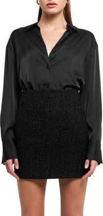 endless rose Satin Button-Up Shirt in Black at Nordstrom Rack, Size X-Small