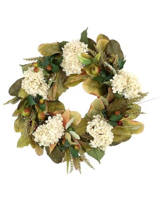 Creative Displays Inc. Handmade Fall Wreath With Hydrangeas & Magnolia Leaves