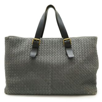 Bottega Veneta Intrecciato Gray Leather Tote Bag (Pre-Owned)