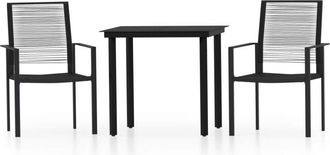 vidaXL Juego De Comedor De Jard&iacute;n 3 Piezas Negro Vidaxl