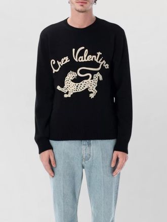 Valentino Garavani crew neck sweater graphic print ribbed trims