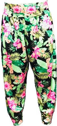 Generic Womens Ladies New Printed Cuffed Bottom Ali Baba Harem Pants Baggy Trousers Leggings (UK, Numeric, 8, Regular, Regular, Floral)