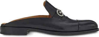 Ferragamo Gancini leather backless loafers - men - Calf Leather/Leather/Calf Leather - 6 - Black