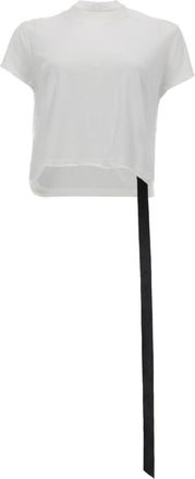 Rick Owens White Solid Mock Collar T-Shirt