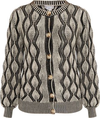 Usha Vest Dames wol wit zwart