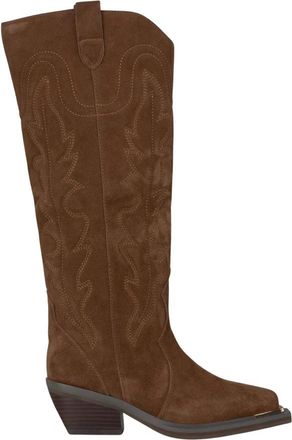 Alma En Pena Geborduurde platte laars - Dames - Cowboylaarzen - Bruin - 41 EU - Schoenen