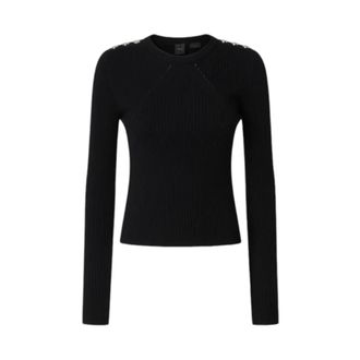Pinko Stylish Knit Top - female - PINKO - Round-neck Knitwear - Black - L - Knitwear