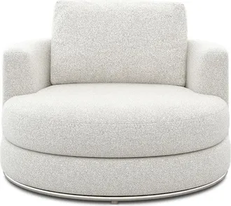 Castlery Hamilton Swivel Armchair 39.4 Customized, (Performance Boucle) Light Grey, Spill Resistant, 360-&deg; Swivel for Castlery Chairs, Grey, Ergonomic, Swivel