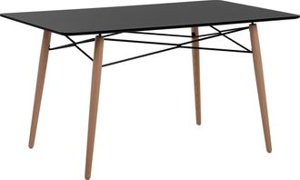 Beliani Beliani - Mesa De Comedor De Madera Clara Tablero Negro 140 X 80 Cm Escandinavo Moderno Biondi