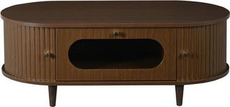 Urban Meuble Mesa de centro en madera efecto nogal con caj&oacute;n y puerta corredera