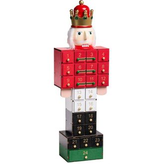 Beliani Decorazione natalizia Calendario dellAvvento Schiaccianoci in legno 24 cassetti piccoli Multicolore Feragen