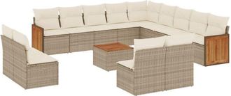 vidaXL Set Sof&aacute;s De Jard&iacute;n 14 Pzas Con Cojines Rat&aacute;n Sint&eacute;tico Beige Vidaxl