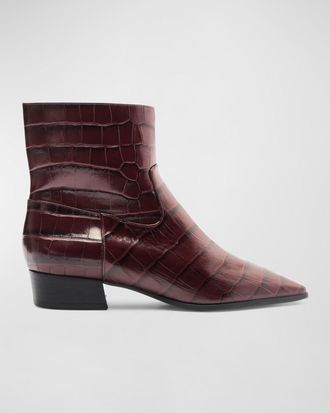 Schutz Helena Croco Zip Ankle Booties